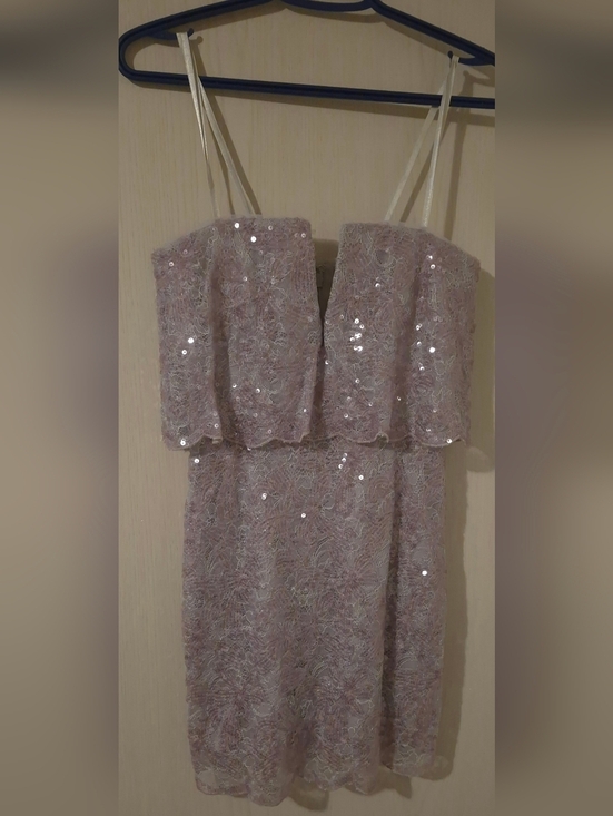 BCBGMaxAzria Dresses & Skirts - BCBGMAXAZRIA “Kate” Strapless Lace Sequin Dress — Lilac Mauve (Size 0)